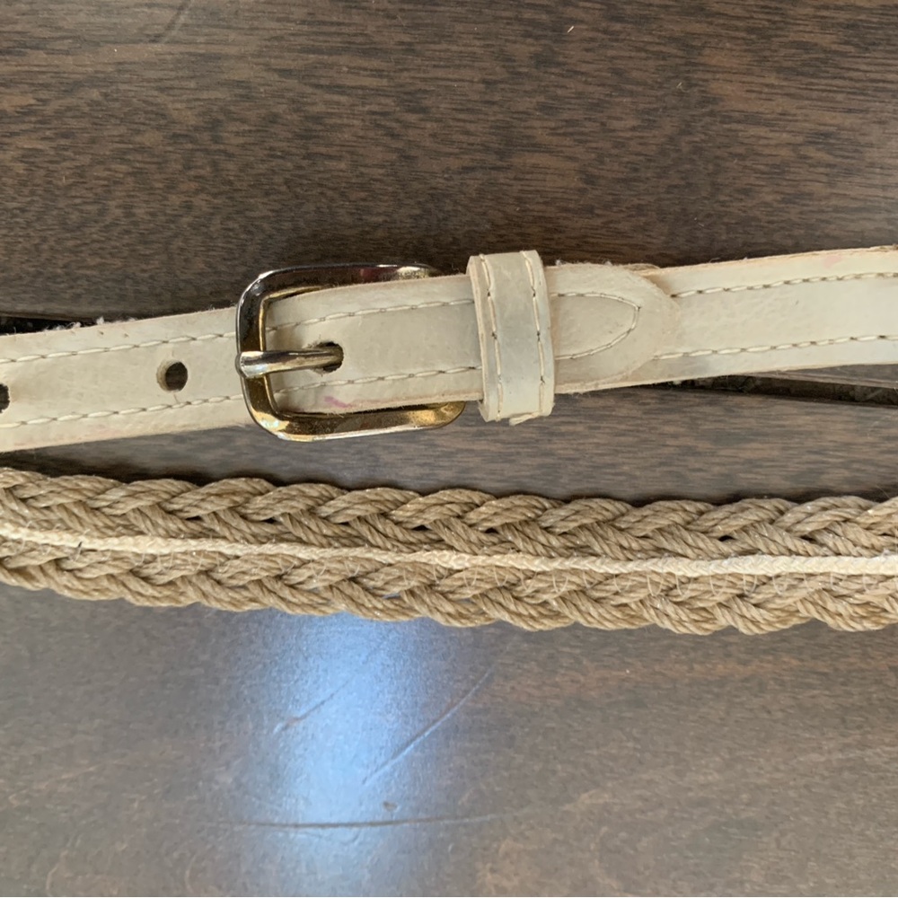 Braided Tan and Cream Belt with Gold Buckle